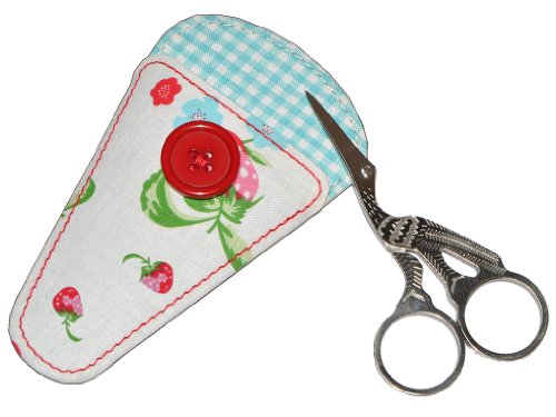 alles-meine.de GmbH kleine Storchen Schere mit Etui - Nähschere - Stickschere auch für Maniküre/Pediküre geeignet - Erdbeere Blumen Storchenschere von alles-meine.de GmbH