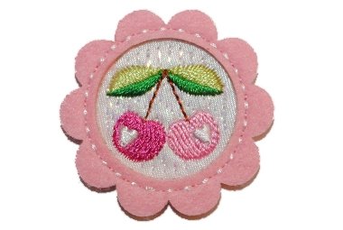 alles-meine.de GmbH Kleiner Kreis mit Kirsche 4 cm Bügelbild Applikation Obst Frucht Sommer Kirschen rosa pink Mädchen von alles-meine.de GmbH