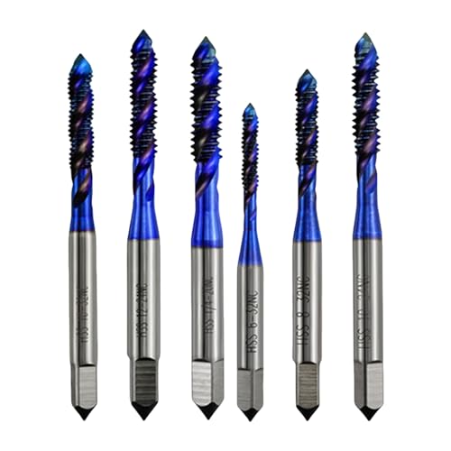 6-teiliges Gewindebohrer-Set für Metall, Durchmesser 5,7/6,3/7,2 cm, Gewinde-Reparatur-Kits, Hochgeschwindigkeitsstahl, perforierte Spiralen, metrischer Gewindebohrer von alloneslife