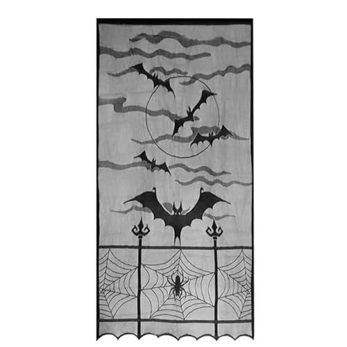 Halloween-Spitzen-Tischdekoration mit Netz-Tischdecke, wiederverwendbar, schwarz, Tischläufer, Kaminsims, Schal von alloneslife