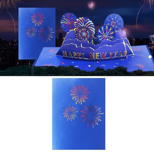 Kreative bunte 3D-Karte für Neujahrsgrüße und Feiertage, gefaltet, 12,7 x 17,8 cm Kreative bunte 3D-Karte für Neujahrsgrüße und Feiertage, gefaltet, 12,7 x 17,8 cm von alloneslife