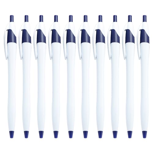 alloneslife 10 Stück einziehbare Kugelschreiber, mit Stiftclip, Signierstift, Bürostift, Gästeanmeldungsstift für Büro (Marineblau) von alloneslife