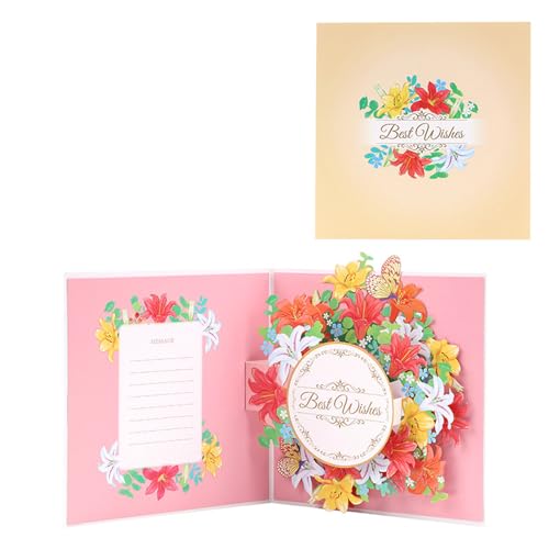 alloneslife 3D drehbare Blumenkarte mit Umschlag, handgefertigte Grußkarte für Geburtstage, Hochzeiten, Abschlussfeiern, Partyzubehör von alloneslife