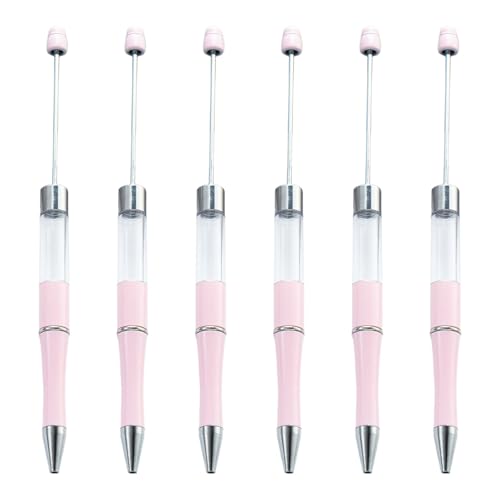 alloneslife 6 Stück Perlen-Kugelschreiber, glattes Schreiben, 1,0 mm, Perlenstift, Schreibwarenstift für Schule, Büro (Candy Light Pink) von alloneslife