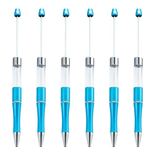 alloneslife 6 Stück Perlen-Kugelschreiber, glattes Schreiben, 1,0 mm, Perlenstift, Schreibwarenstift für Schule, Büro (Himmelblau) von alloneslife