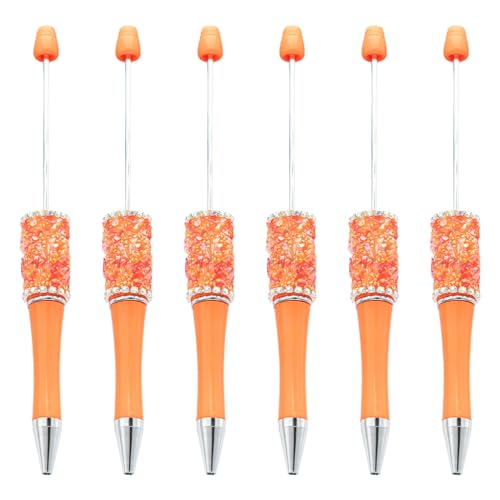 alloneslife 6 x Perlen-Kugelschreiber, einziehbarer Kugelschreiber, Perlenstift für Studenten, Jungen, Mädchen, Belohnung (fluoreszierendes Orange) von alloneslife