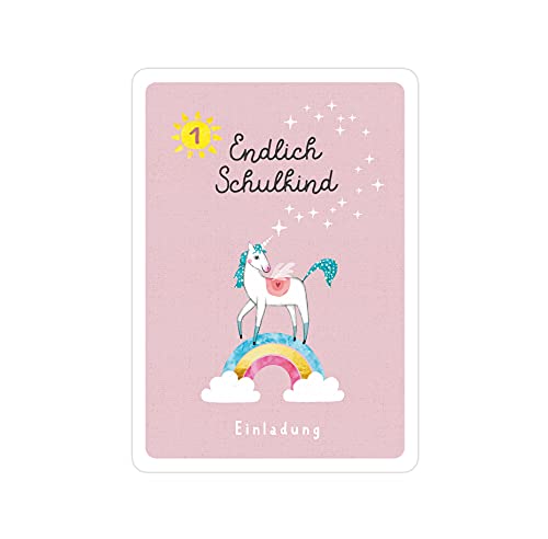 almira Design 10x Einladungskarten Einschulung EINHORN ROSA, Einladungen Schulanfang, Einschulung, Mädchen von almira Design