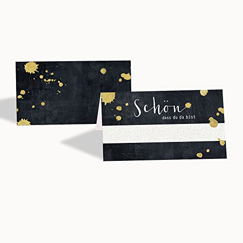 15 Tischkarten Set Platzkarten GOLDSPRENKEL auf TAFELDESIGN, Weihnachten, Goldene Hochzeit, Namenskarte von almira Design