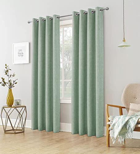 always4u Blickdichte Gardinen Verdunkelungsvorhang mit Ösen, Elegente Vorhang für Wohnzimmer Modern Schallschutz, Nilgrün, 260x140cm 2er Set von always4u