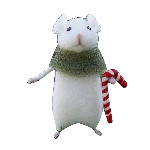 Filz-Halloween-Ornament Maus mit Kürbisen/Krücke/Kuchen/Hut-Dekor, handgefertigt, Nadelfilz, Weihnachtsdekoration von amangul