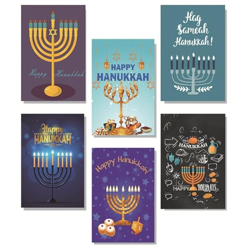 Menora-Chanukka-Grußkarten mit Umschlag, religiöser Urlaub, Humor, jüdische Chanukka-Einladungen, Notizkarte, religiöse Feier, Einladung, 30 Stück von amangul