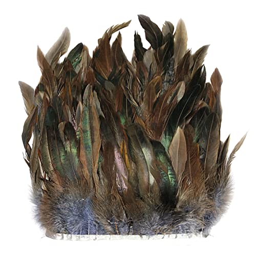 Natürliche Hahnfeder-Bordüre, 10,2–15,2 cm breit, Bastel-Federfransen-Bordüre, 1 Stück, für Kleidung, Kleider, Dekorationen von amangul