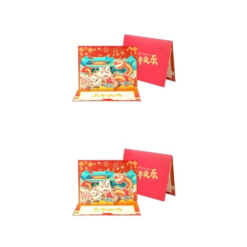 Traditionelle chinesische Grußkarte mit Umschlag, einzigartige faltbare Einladungskarte mit Segensnachricht, Karte für Neujahrskarten von amangul