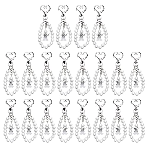 amangul 20 Stück Charm-Schlüsselanhänger für Hochzeit, Braut, Dusche, Gastgeschenk, Party-Schlüsselanhänger mit Perlenschmuck, Damen-Handtasche von amangul