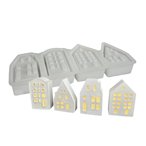 amangul Teelichthalterform, flexible Silikonform für 4 Gitter, Hausform, Lichtgips und Heimdekoration amangul Teelichthalterform, flexible Silikonform für 4 Gitter, Hausform, Lichtgips und Heimdekoration von amangul