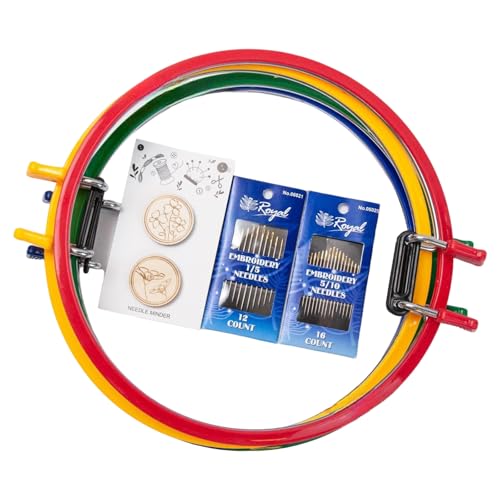 amangul Verstellbarer runder Stickrahmen mit Federclip, Nährahmen für Stickerei, Handarbeiten und Nähprojekte, 4 Stück von amangul