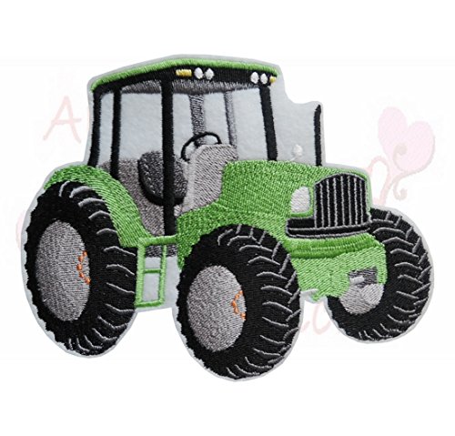 Aufnäher XL Traktor grün Applikation Aufbügler Bügelbild Patch Trekker Tractor für Kinder, gestickt, Handmade, Flicken von amelieswelt