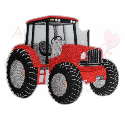 Aufnäher XL Traktor rot Applikation Aufbügler Bügelbild Patch Trekker Tractor für Kinder, gestickt, Handmade, Flicken von amelieswelt