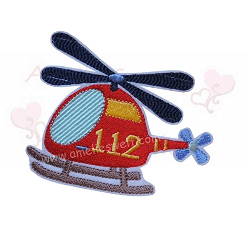 Feuerwehr Hubschrauber Applikation Aufbügler Bügelbild flicken patch sticker aufnäher für kinder von amelieswelt