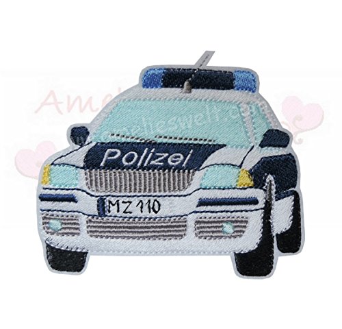 Polizeiauto Streifenwagen Aufnäher Applikation Aufbügler Bügelbild patch sticker für Kinder, gestickt, Handmade, Flicken von amelieswelt