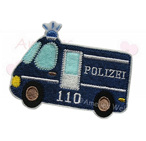 amelieswelt Polizeibus Polizei auto Applikation Aufbügler Bügelbild emblem patch sticker aufnäher von amelieswelt