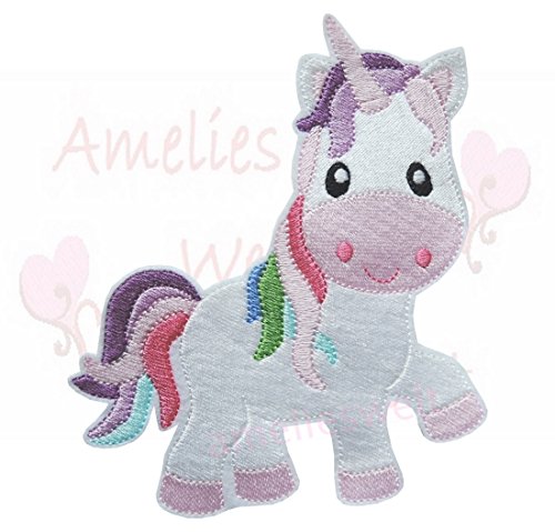 amelieswelt XL großes Einhorn Regenbogen Einhorn Regenbogeneinhorn Applikation Aufbügler Bügelbild emblem patch sticker aufnäher von amelieswelt