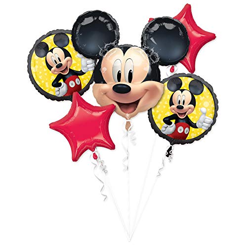 (PKT) BQT: Disney Mickey Mouse Birthday Party 5 piece Foil Balloon Bouquet P75 von amscan