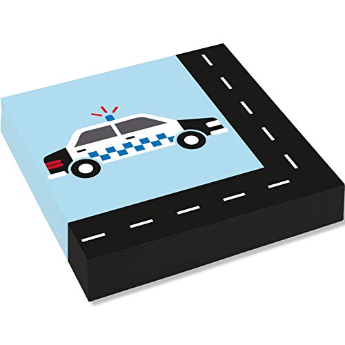 20 Servietten * ON THE ROAD * zum Kindergeburtstag und Kinder Party | Fahrzeuge Autos Polizei Feuerwehr Rettungswagen Geburtstag Napkins Papierservietten von amscan