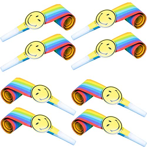 amscan 9906560 8 Luftrüssel Smiley World 2 als Gag für Kindergeburtstag und Party | Tröten Blowouts Emojis Comic Smily Kinder Geburtstag, Mehrfarbig, Unica von amscan