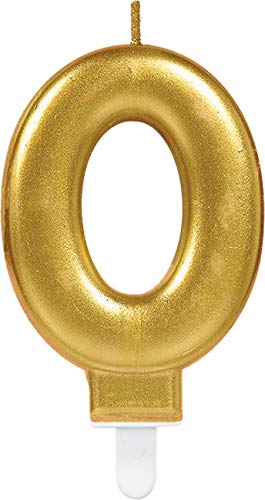 Adult Metallic Gold Candle Number 0 von amscan