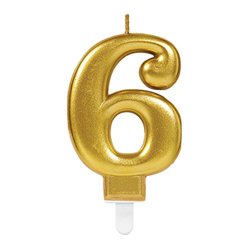 Adult Metallic Gold Candle Number 6 von amscan