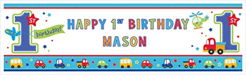 Amscan 120114 - Signalbanner All Aboard Birth day Personalize lt 165 x 50,8 cm, Girlande, Partykette von amscan