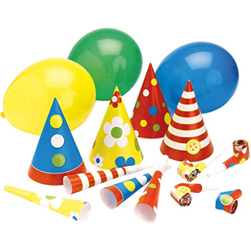 Amscan 1024 - Partyset Geburtstag, 4 Luftrüssel, 4 Partytröten, 4 Luftschlangen, 4 Partyhütchen, Kindergeburtstag von amscan