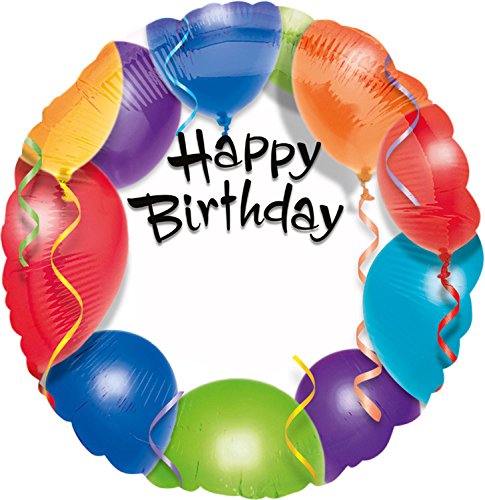 Amscan 15791 01 - Standard Folienballon Happy Birthday, Durchmesser 43 cm, Geburtstag, Heliumballon von amscan