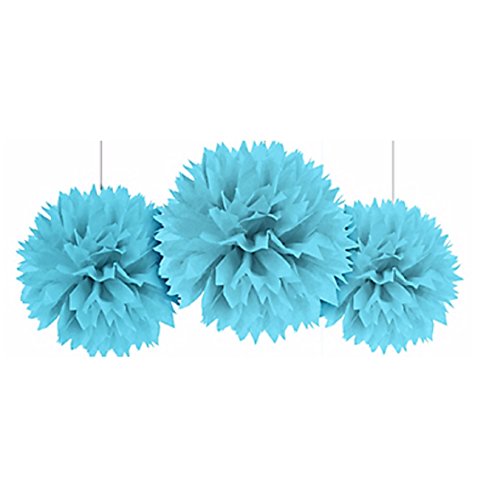 Caribbean Blue Paper Fluffy Decorations 40cm /3 von amscan