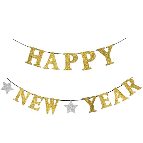 Amscan 210385 - Partykette Happy New Year Silber und Gold 360 x 12,7 cm, Girlande, Banner von Unique