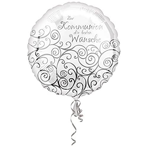 Amscan 3582501 - Folienballon Kommunion, ca. 43 cm, Glückwünsche, Geschenk, Dekoration, Ballon, Silber-weiß von amscan