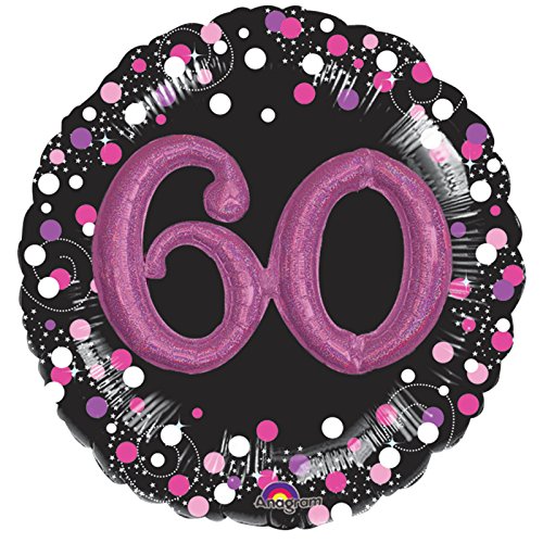 Amscan 3597901 - Multi Balloon Sparkling Birthday 60, Folienballon, circa 81 x 81 cm, Heliumballon, Geburtstag von amscan