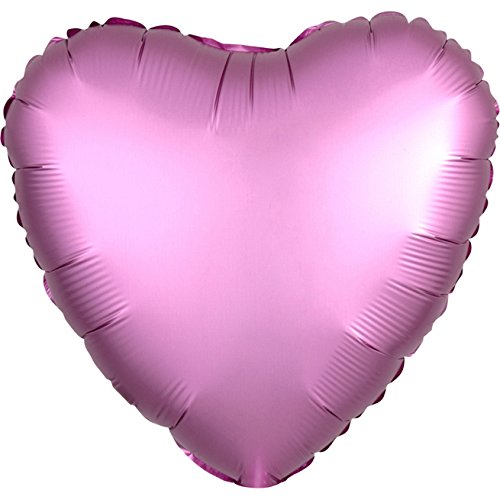 Amscan 3682201 - Standard Folienballon Satin Luxe Flamingo, Herz, Durchmesser 43 cm, Luftballon, Liebe, Heliumballon von amscan