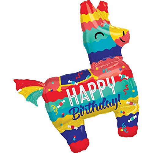 Amscan 3798601 - SuperShape Folienballon Piñata Lama Happy Birthday, circa 73 x 83 cm, Geburtstag, Heliumballon von Anagram