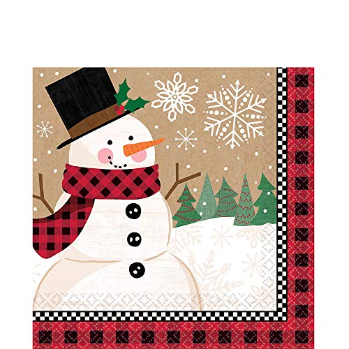 Amscan 511679 - Servietten Winter Wonderland, Größe 33 x 33 cm, 16 Stück, Schneemann, Snowman, Tischdekoration, Mundtuch, Heilig Abend, Weihnachten, Adventszeit von amscan