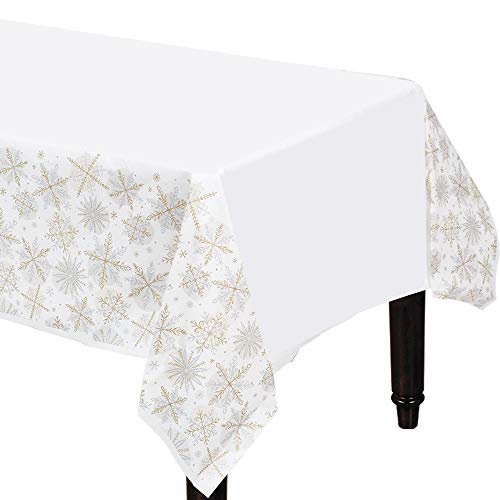 Amscan 572174 - Tischdecke Shining Snow, Größe 259 x 137 cm, aus Papier, Schneeflocken, Schnee, für Weihnachten, Tischdekoration von amscan