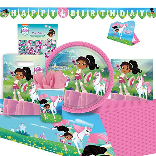 Amscan 9050 0362 - Partyset Nella Princess Knight, 8 Teller, 8 Becher, 16 Servietten, Tischdecke, 8 Beutel, Girlande, 8 Einladungen/Umschlag, Konfetti 14 g von amscan