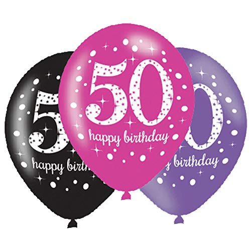 Adult Pink Celebration 50th Birthday Latex Balloons von amscan