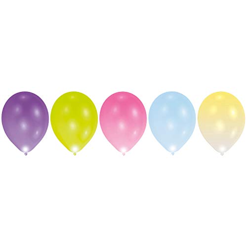 Amscan 9901048 - 5 LED Latexballons, circa 28 cm, Geburtstag, Heliumballon von amscan