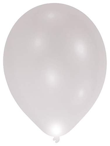 Amscan 9901054 - 5 LED Latexballons Silber, circa 28 cm, Geburtstag, Heliumballon von amscan