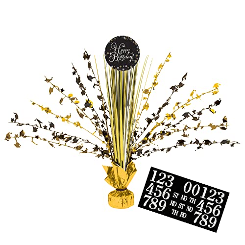 Amscan 9901181 - Tischdekoration Sparkling Celebration - Gold Happy Birthday Folie / Papier 45,7 cm, Geburtstag von amscan