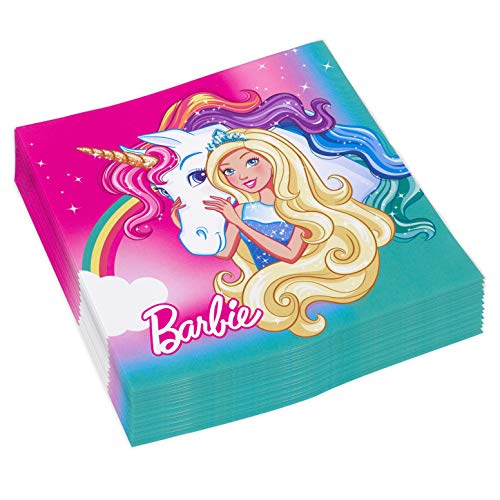 Amscan 9902525 - Servietten Barbie Dreamtopia, 20 Stück, 33 x 33 cm, Partygeschirr, Mädchen, Rosa/Lila von amscan