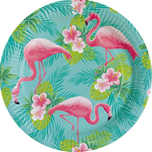 Amscan 9903325 - Teller Flamingo Paradise, 8 Stück, Durchmesser 22,8 cm, Pappteller, Einwegteller von amscan