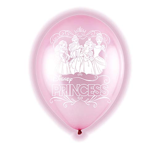 Amscan 9903706 - 5 Latexballons LED Disney Princess, circa 28 cm, Geburtstag, Heliumballon von amscan